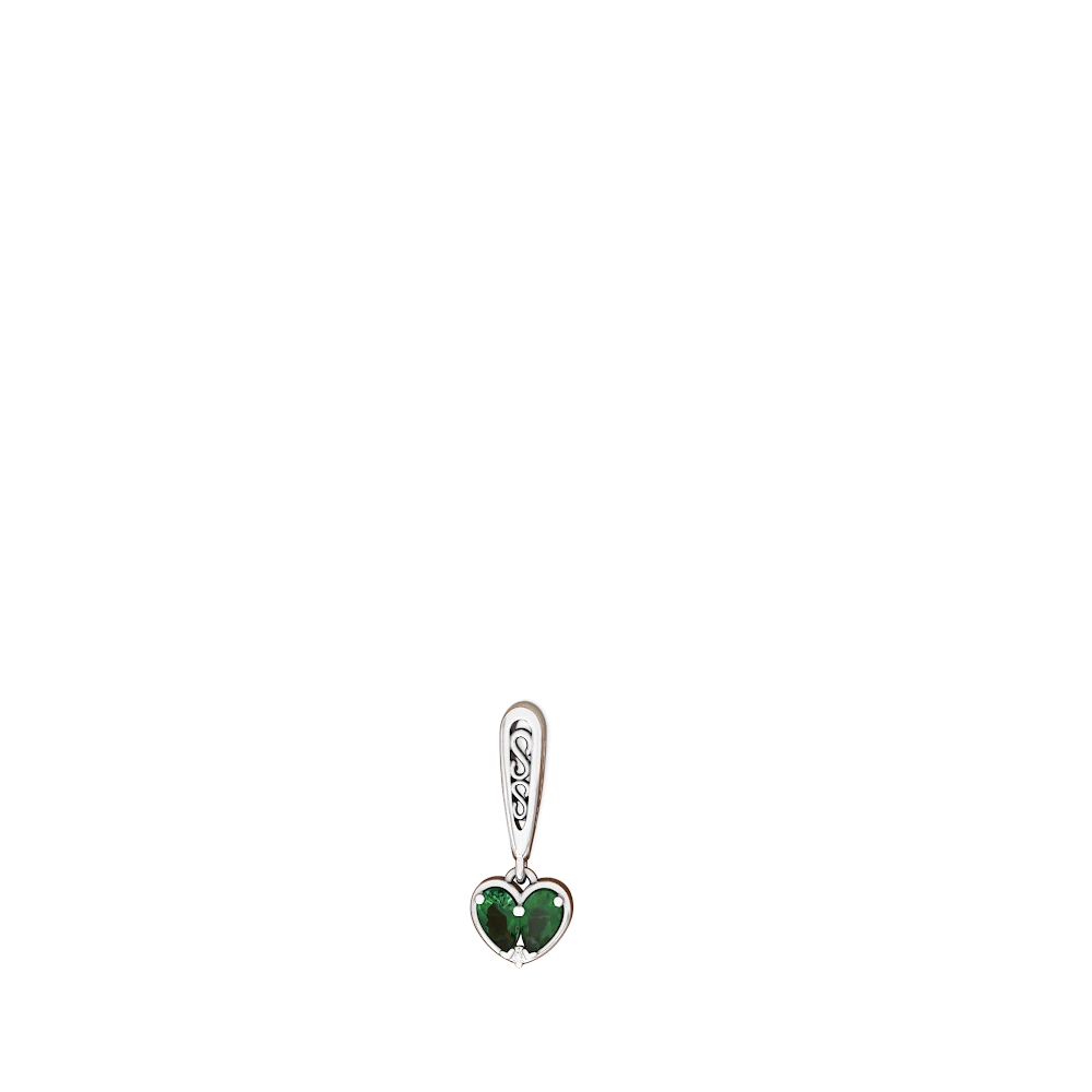 Lab Emerald Filligree Heart 14K White Gold earrings E5070