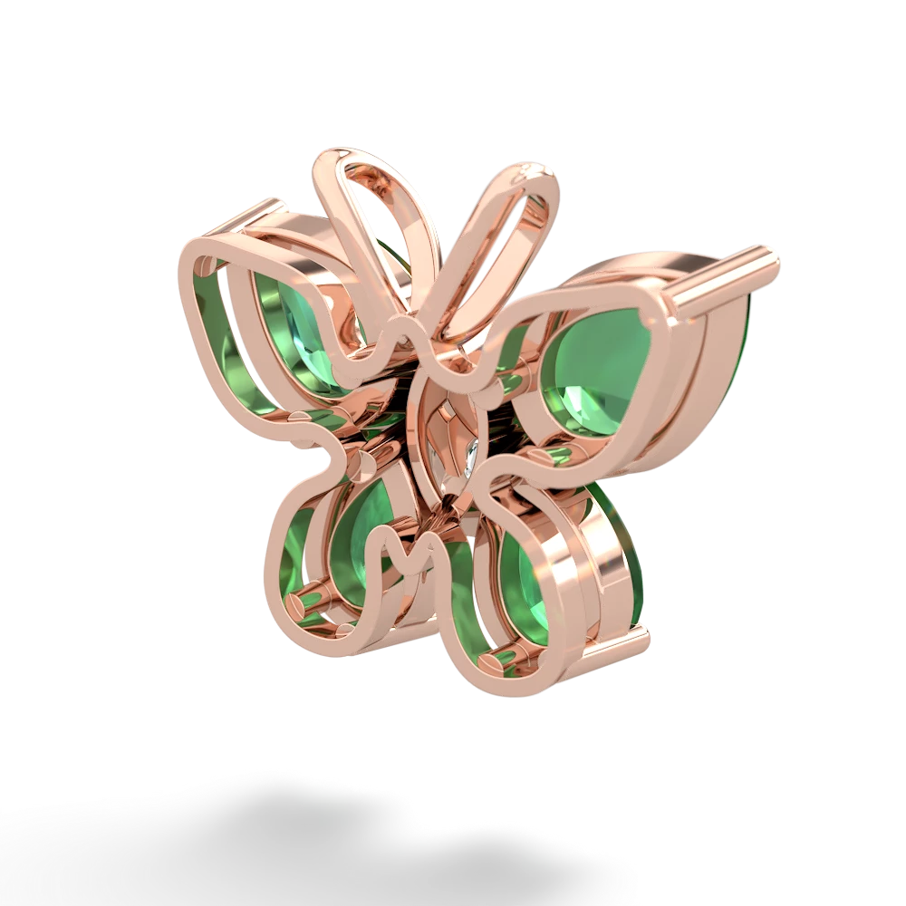 Lab Emerald Butterfly 14K Rose Gold pendant P2215