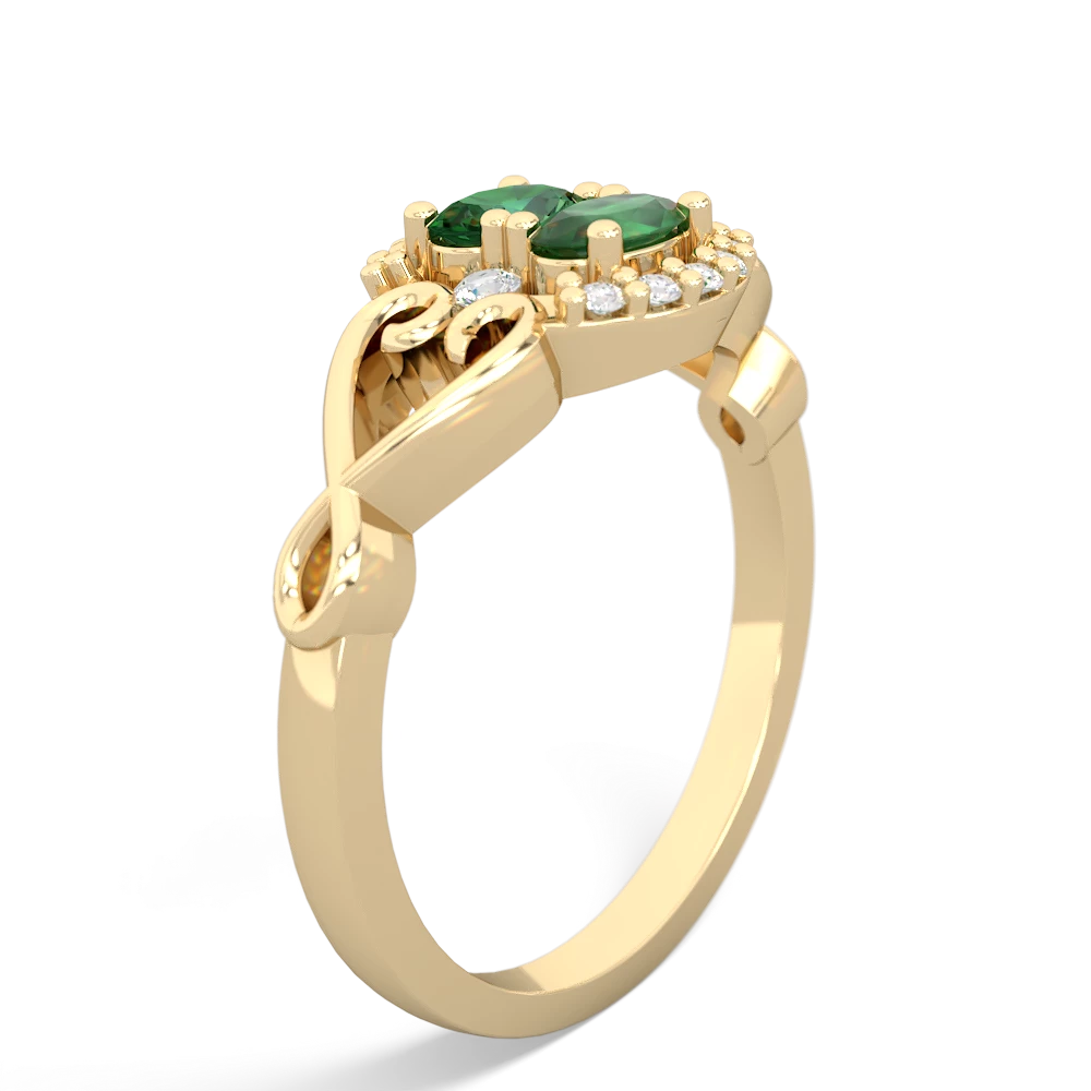 Lab Emerald Love Nest 14K Yellow Gold ring R5860