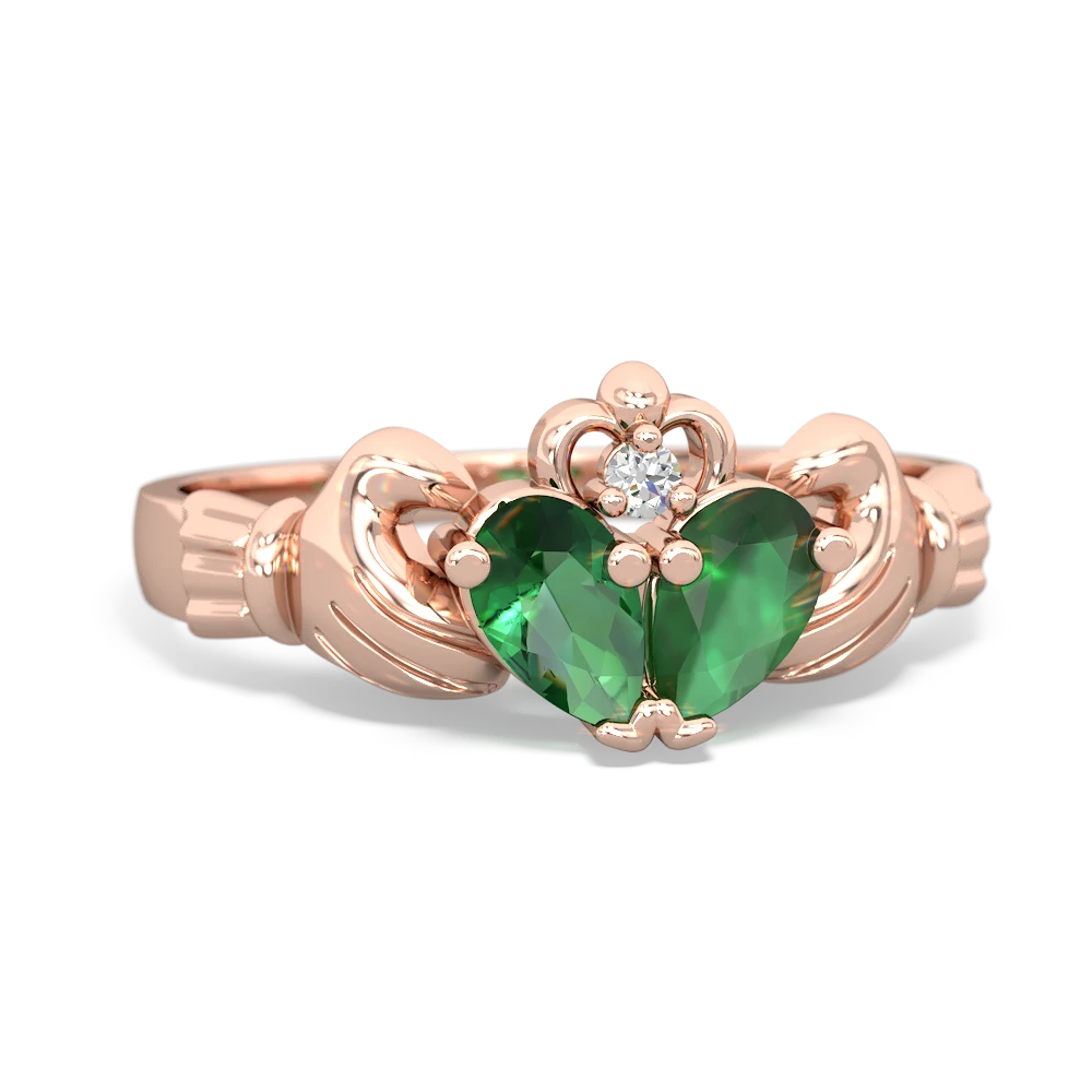 Lab Emerald 'Our Heart' Claddagh 14K Rose Gold ring R2388