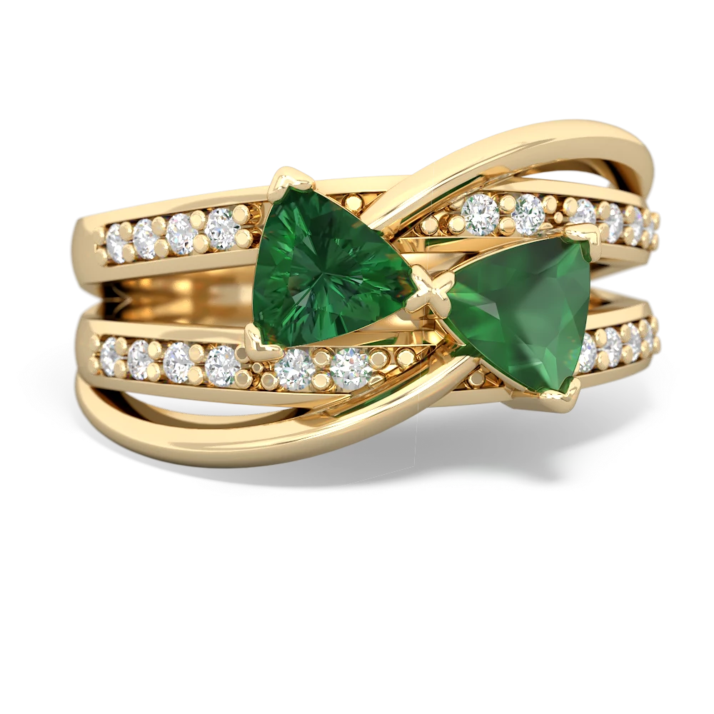 Lab Emerald Bowtie 14K Yellow Gold ring R2360