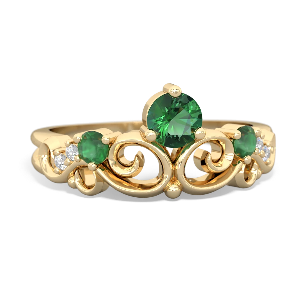 Lab Emerald Crown Keepsake 14K Yellow Gold ring R5740