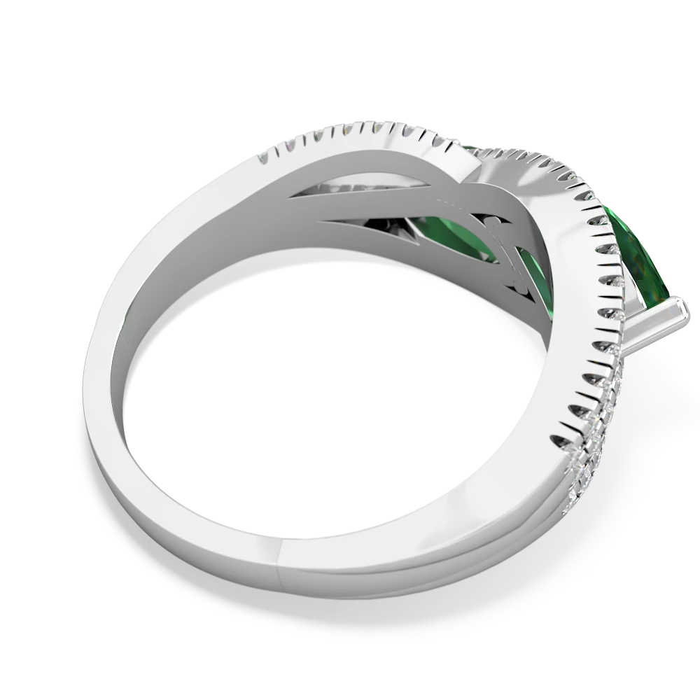 Lab Emerald Diamond Rivers 14K White Gold ring R3070