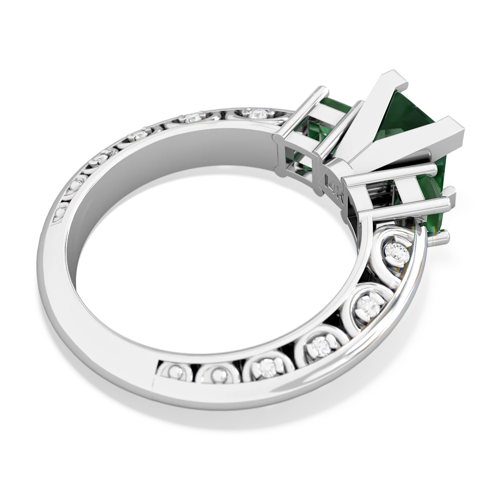 Lab Emerald Eternal Embrace Engagement 14K White Gold ring C2001