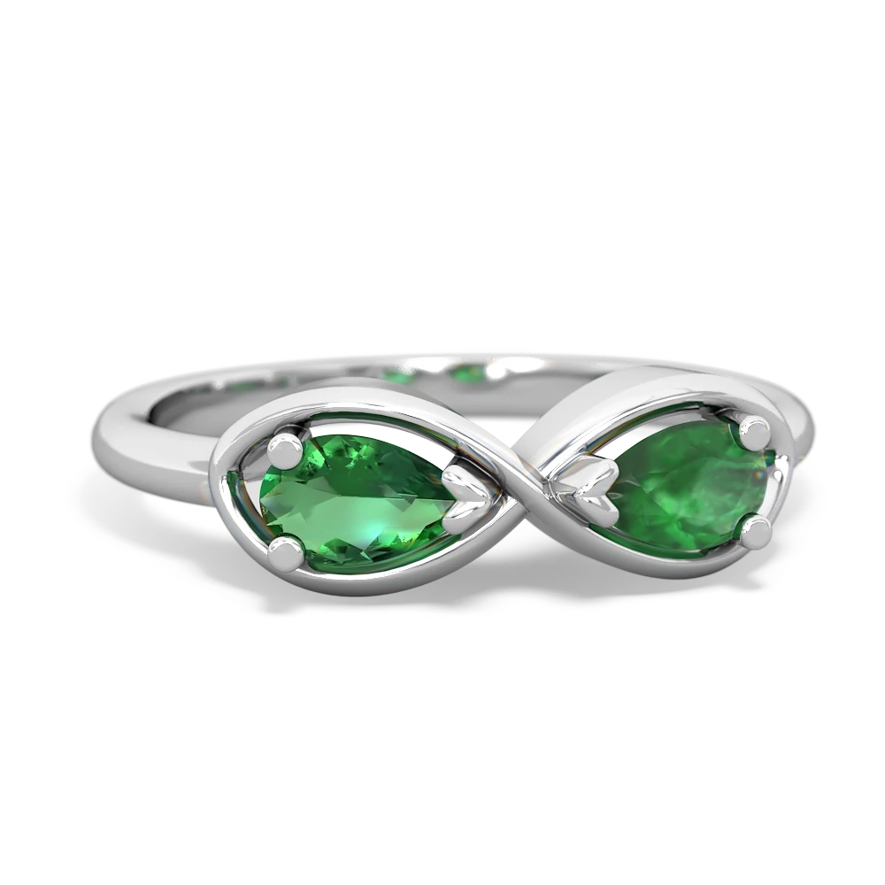 Lab Emerald Infinity 14K White Gold ring R5050