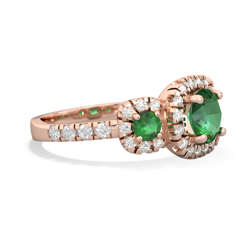 Lab Emerald Regal Halo 14K Rose Gold ring R5350