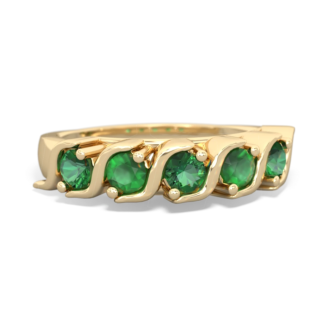 Lab Emerald Anniversary Band 14K Yellow Gold ring R2089