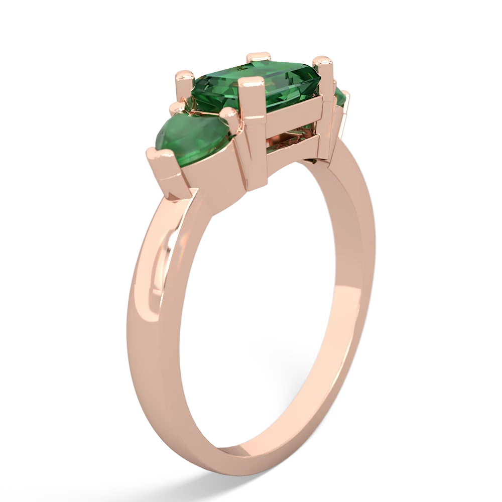 Lab Emerald Three Stone 14K Rose Gold ring R5235