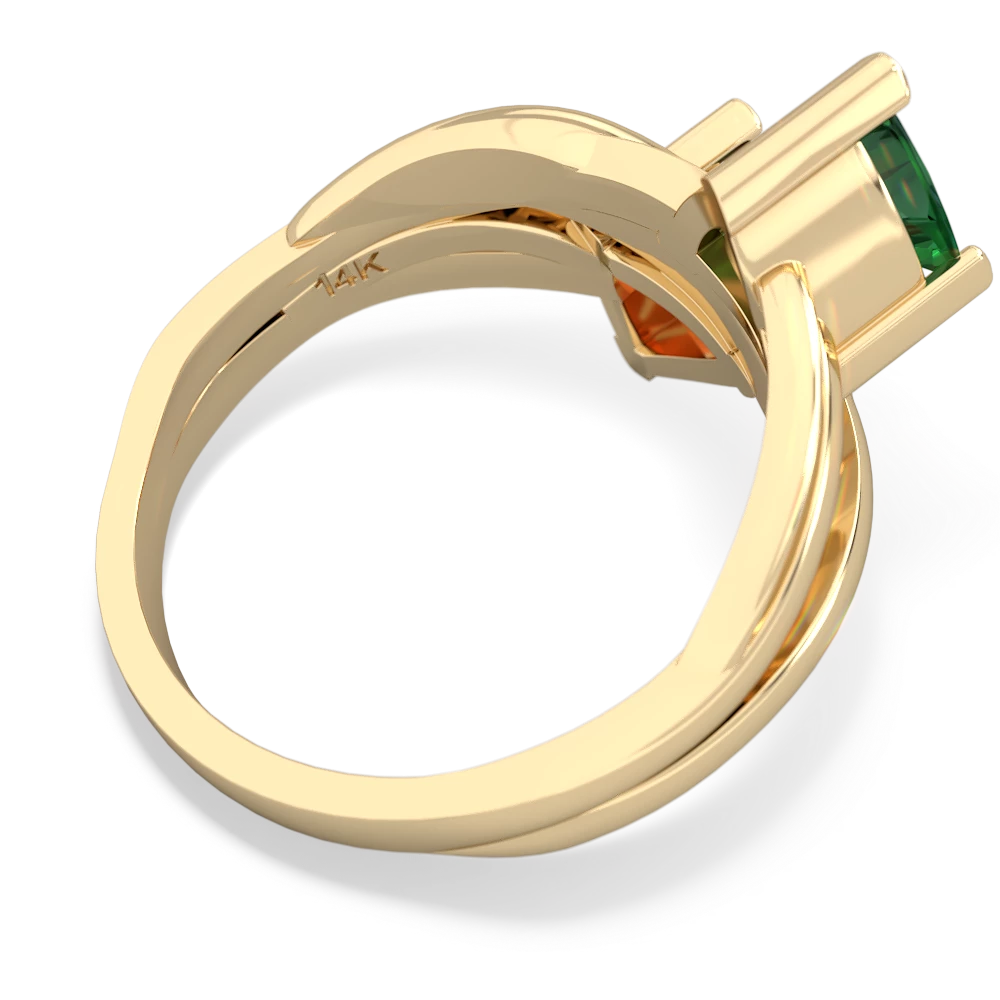 Lab Emerald Split Band Swirl 14K Yellow Gold ring R2341