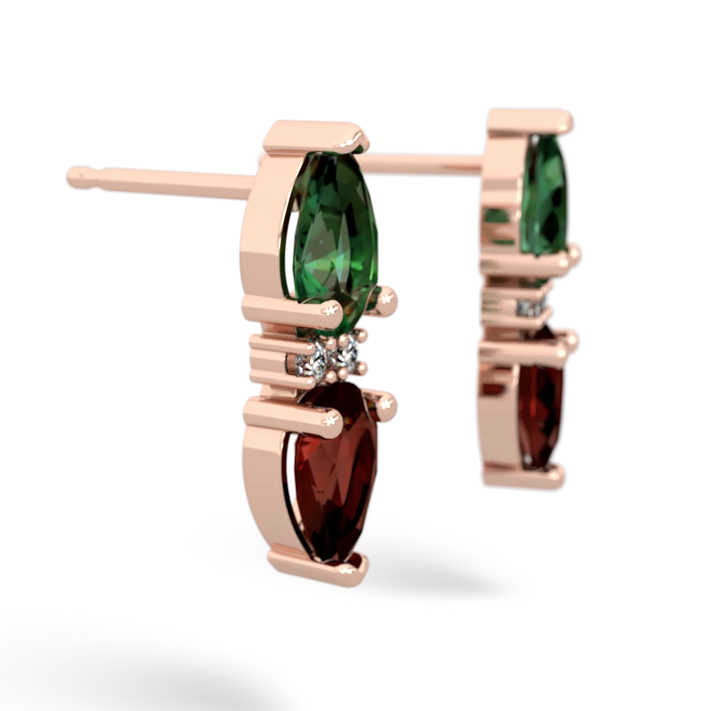 Lab Emerald Bowtie Drop 14K Rose Gold earrings E0865