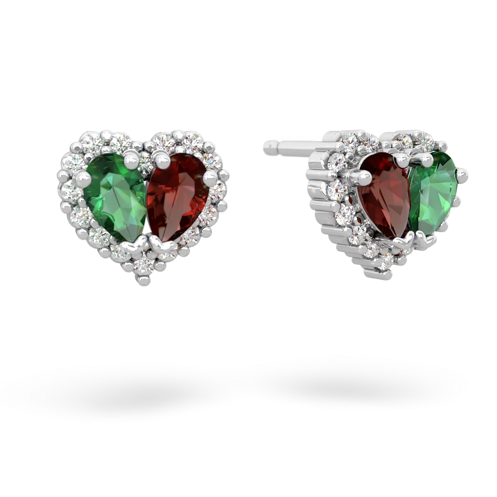 Lab Emerald Halo 14K White Gold earrings E7008