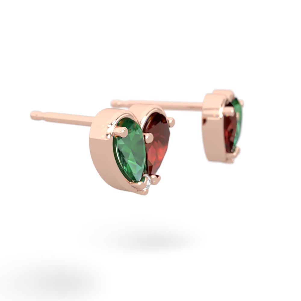 Lab Emerald 'Our Heart' 14K Rose Gold earrings E5072