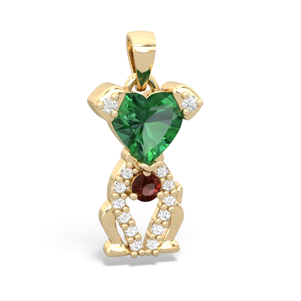 Lab Emerald Puppy Love 14K Yellow Gold pendant P5800