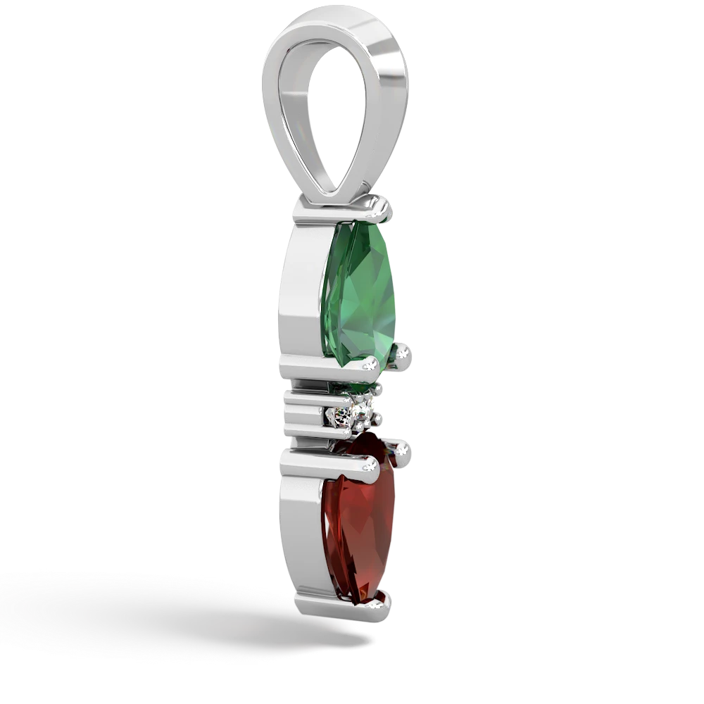 Lab Emerald Bowtie Drop 14K White Gold pendant P0865