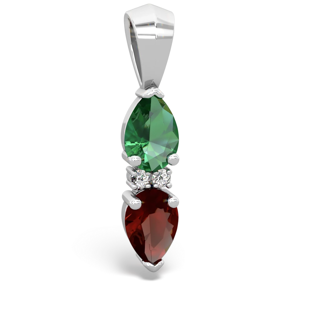 Lab Emerald Bowtie Drop 14K White Gold pendant P0865