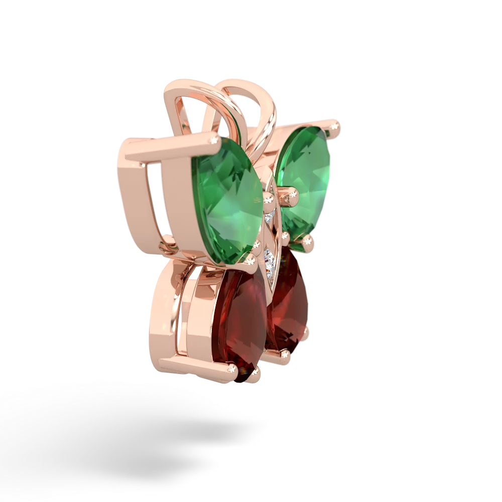 Lab Emerald Butterfly 14K Rose Gold pendant P2215