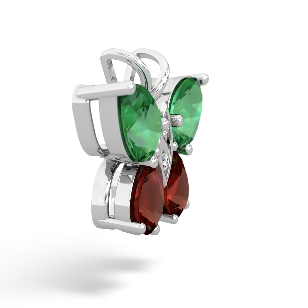 Lab Emerald Butterfly 14K White Gold pendant P2215