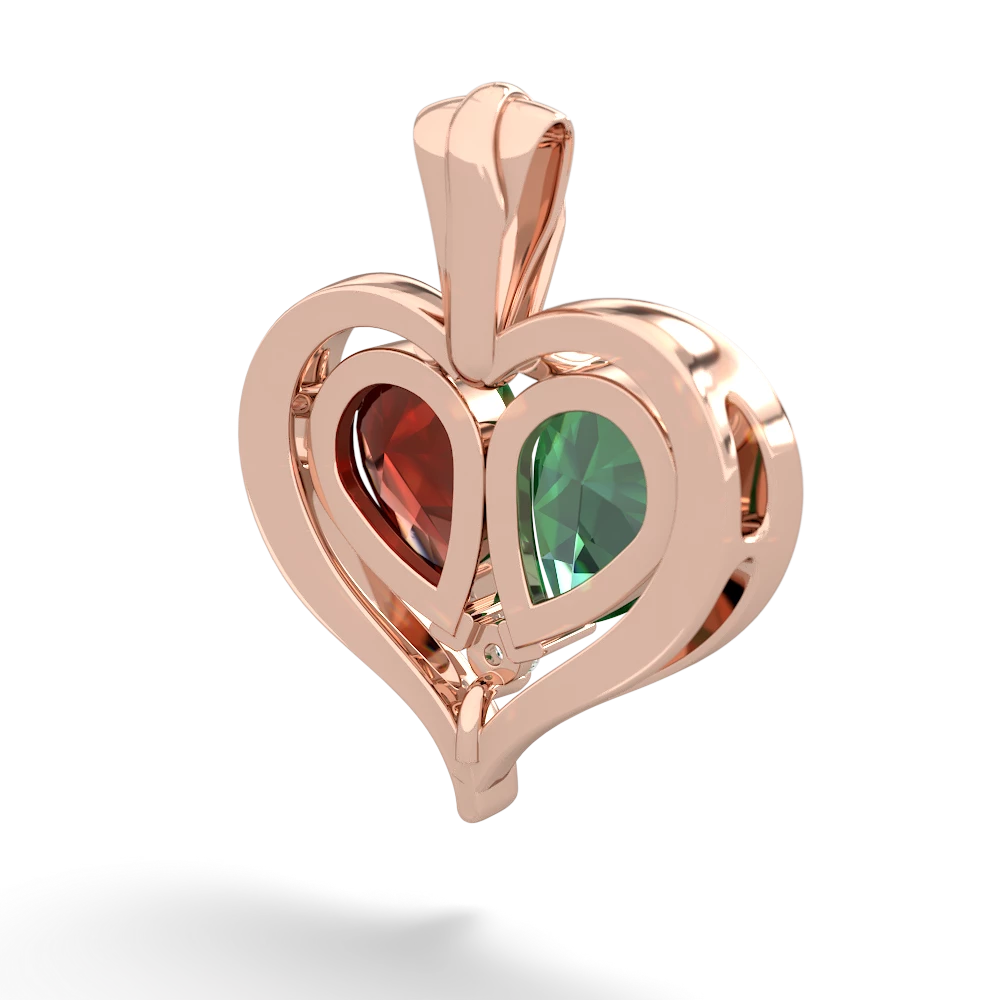 Lab Emerald Two Become One 14K Rose Gold pendant P5330