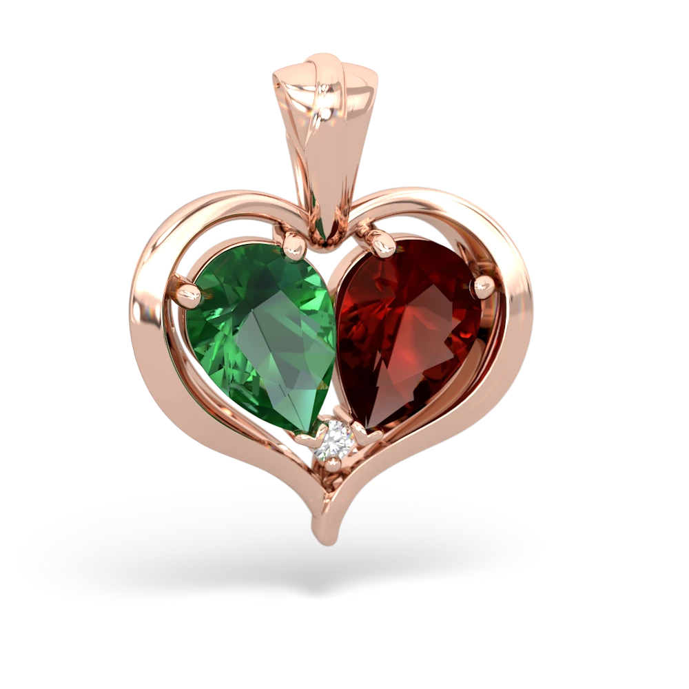 Lab Emerald Two Become One 14K Rose Gold pendant P5330