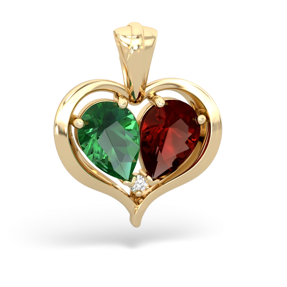 Lab Emerald Two Become One 14K Yellow Gold pendant P5330