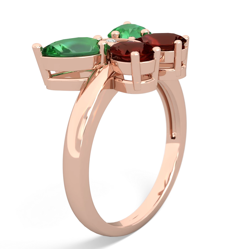 Lab Emerald Butterfly 14K Rose Gold ring R2215