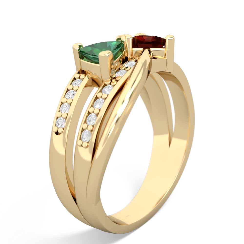 Lab Emerald Bowtie 14K Yellow Gold ring R2360