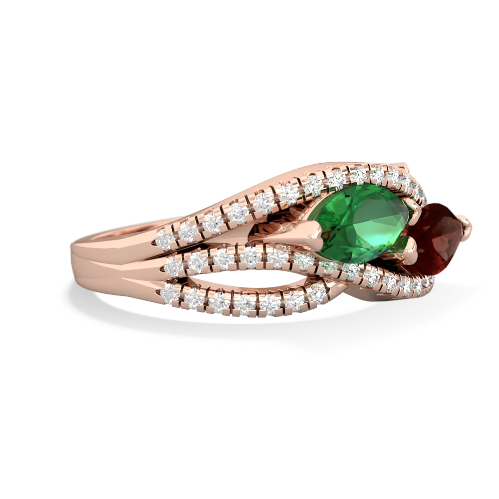 Lab Emerald Diamond Rivers 14K Rose Gold ring R3070