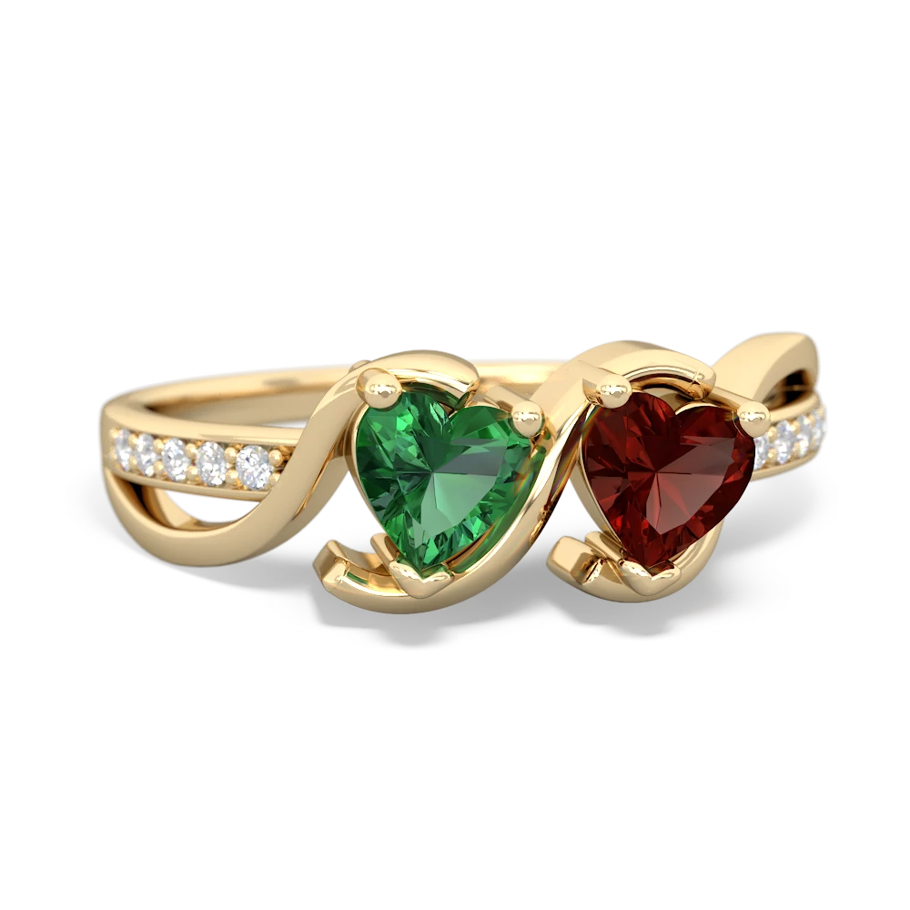 Lab Emerald Side By Side 14K Yellow Gold ring R3090