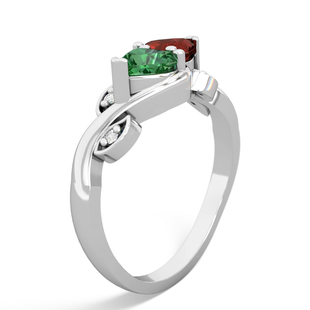 Lab Emerald Floral Elegance 14K White Gold ring R5790