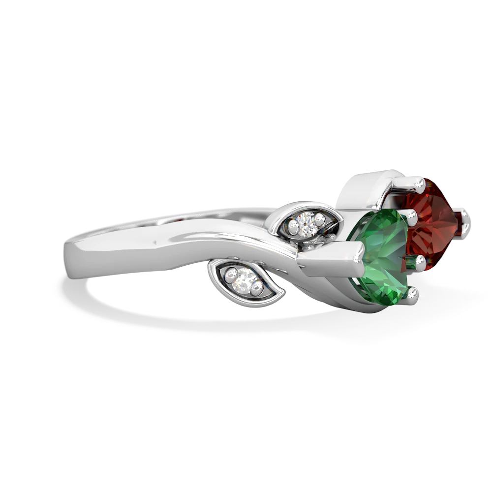 Lab Emerald Floral Elegance 14K White Gold ring R5790