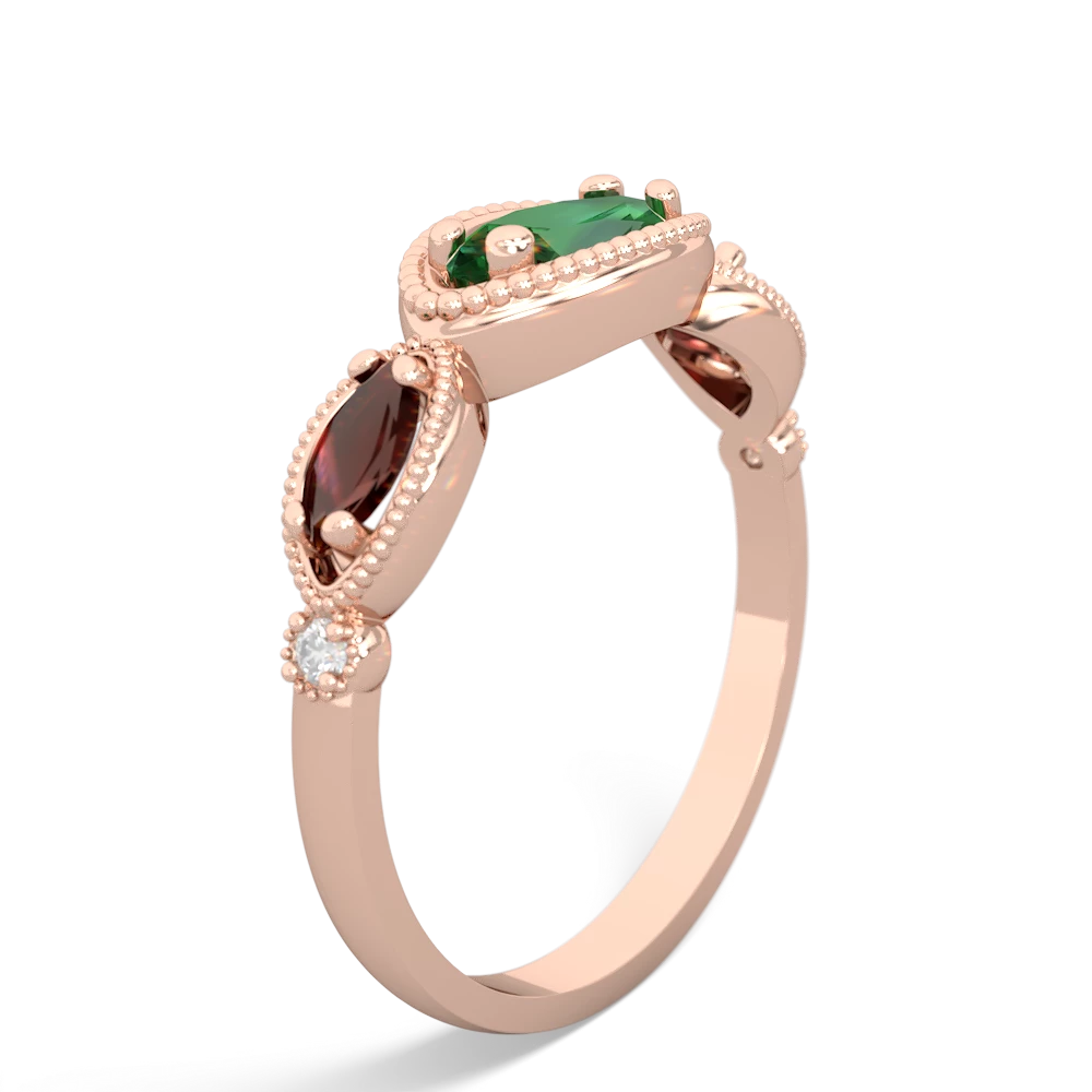 Lab Emerald Milgrain Marquise 14K Rose Gold ring R5700