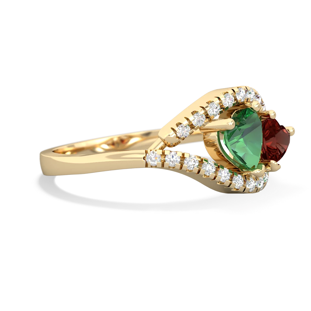 Lab Emerald Mother And Child 14K Yellow Gold ring R3010