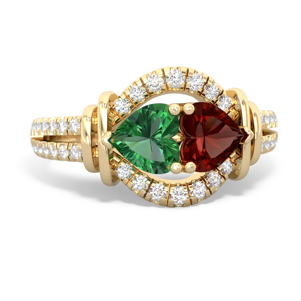 Lab Emerald Art-Deco Keepsake 14K Yellow Gold ring R5630