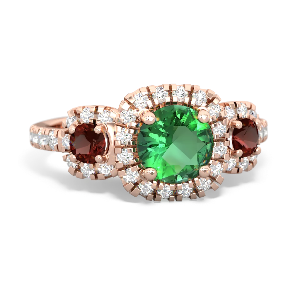 Lab Emerald Regal Halo 14K Rose Gold ring R5350