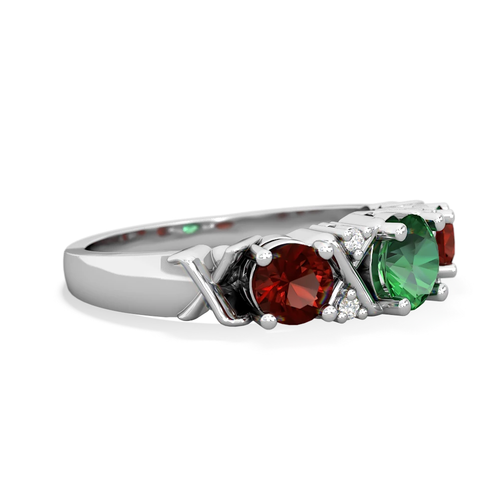 Lab Emerald Hugs And Kisses 14K White Gold ring R5016