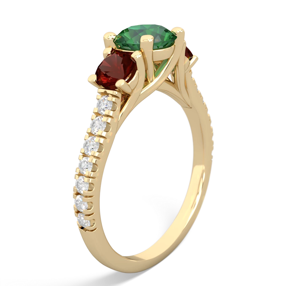 Lab Emerald Pave Trellis 14K Yellow Gold ring R5500