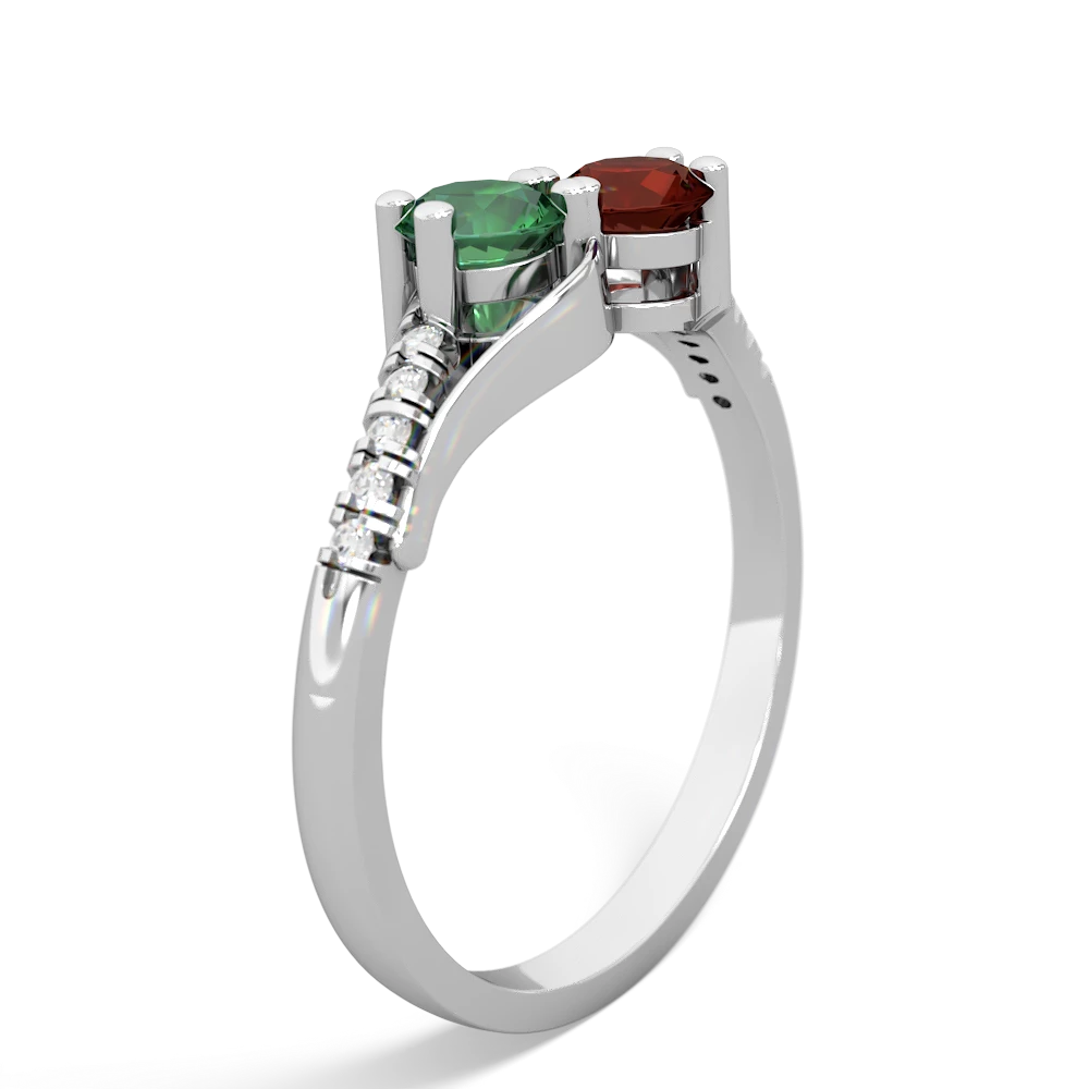 Lab Emerald Infinity Pave Two Stone 14K White Gold ring R5285