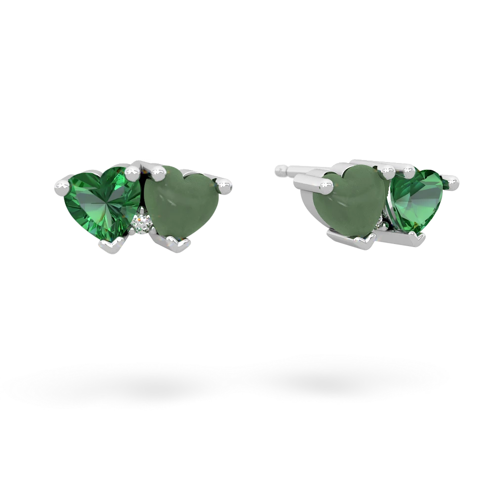 Lab Emerald Sweethearts 14K White Gold earrings E5260