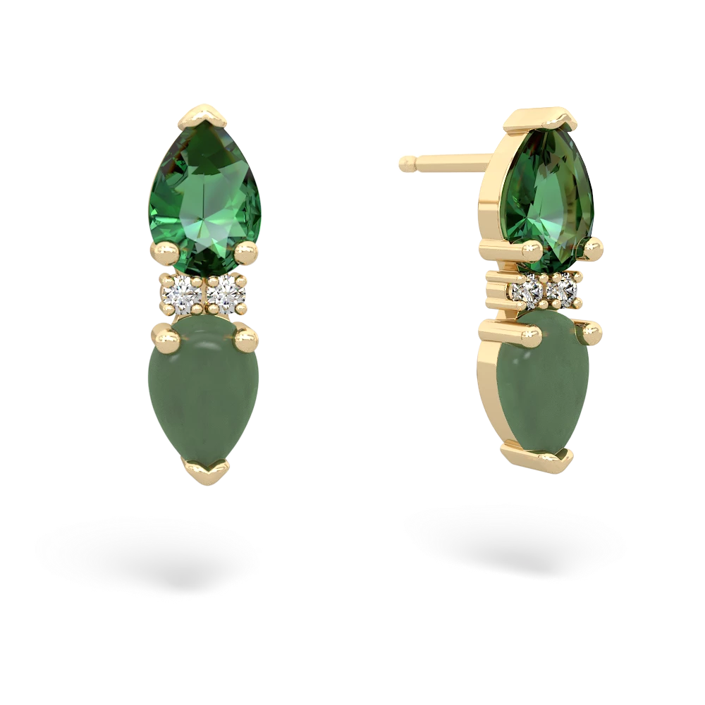 Lab Emerald Bowtie Drop 14K Yellow Gold earrings E0865
