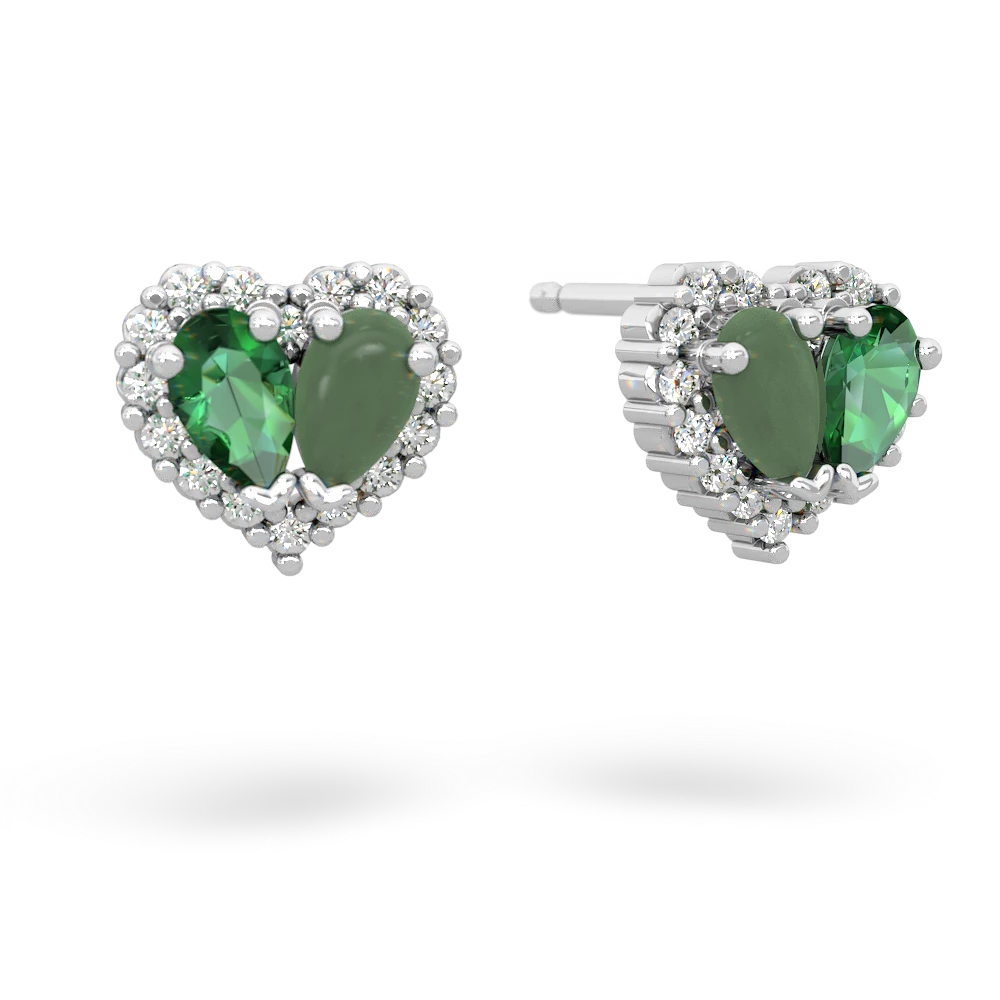 Lab Emerald Halo 14K White Gold earrings E7008