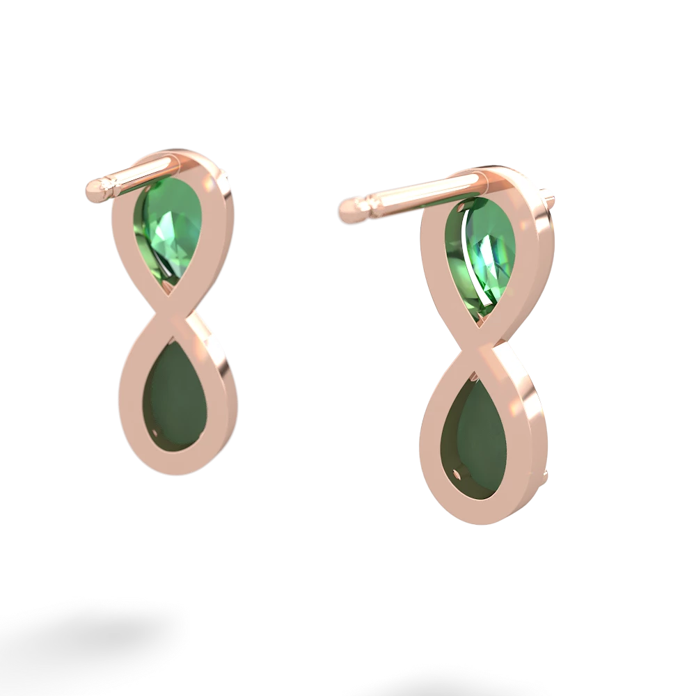 Lab Emerald Infinity 14K Rose Gold earrings E5050