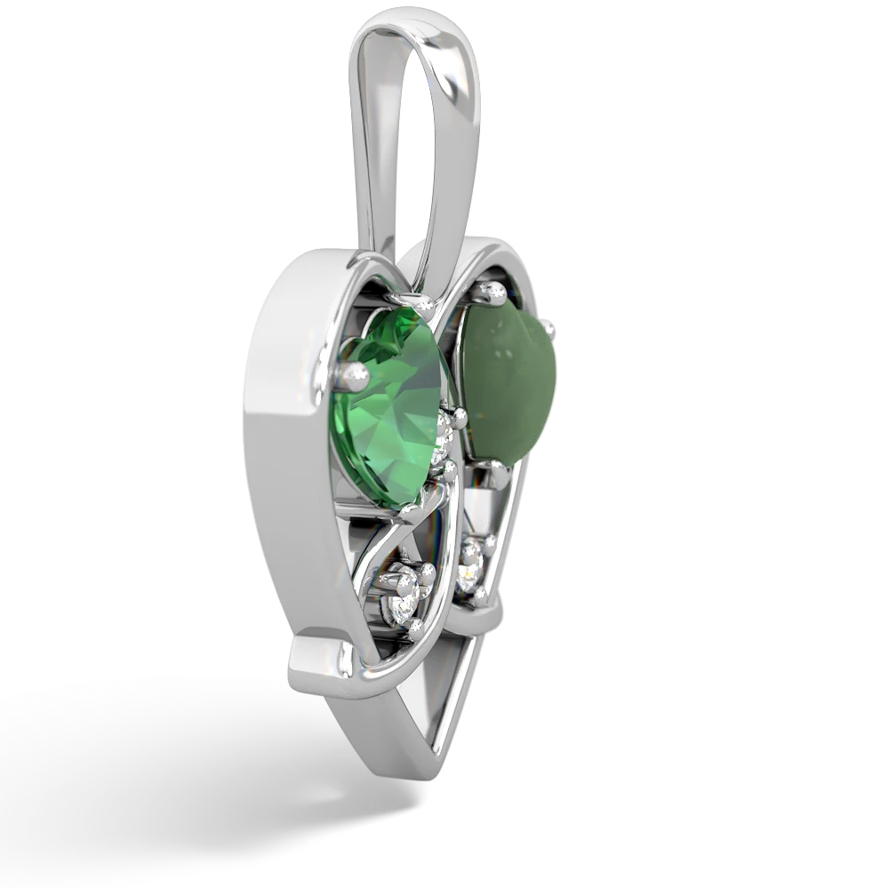 Lab Emerald Celtic Trinity Heart 14K White Gold pendant P5331