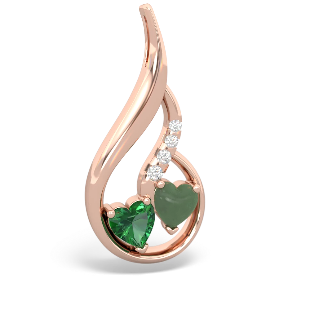 Lab Emerald Keepsake Curves 14K Rose Gold pendant P5450