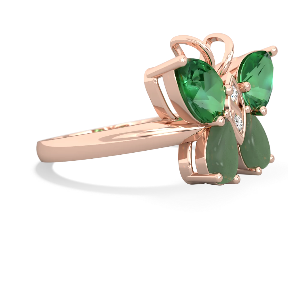 Lab Emerald Butterfly 14K Rose Gold ring R2215