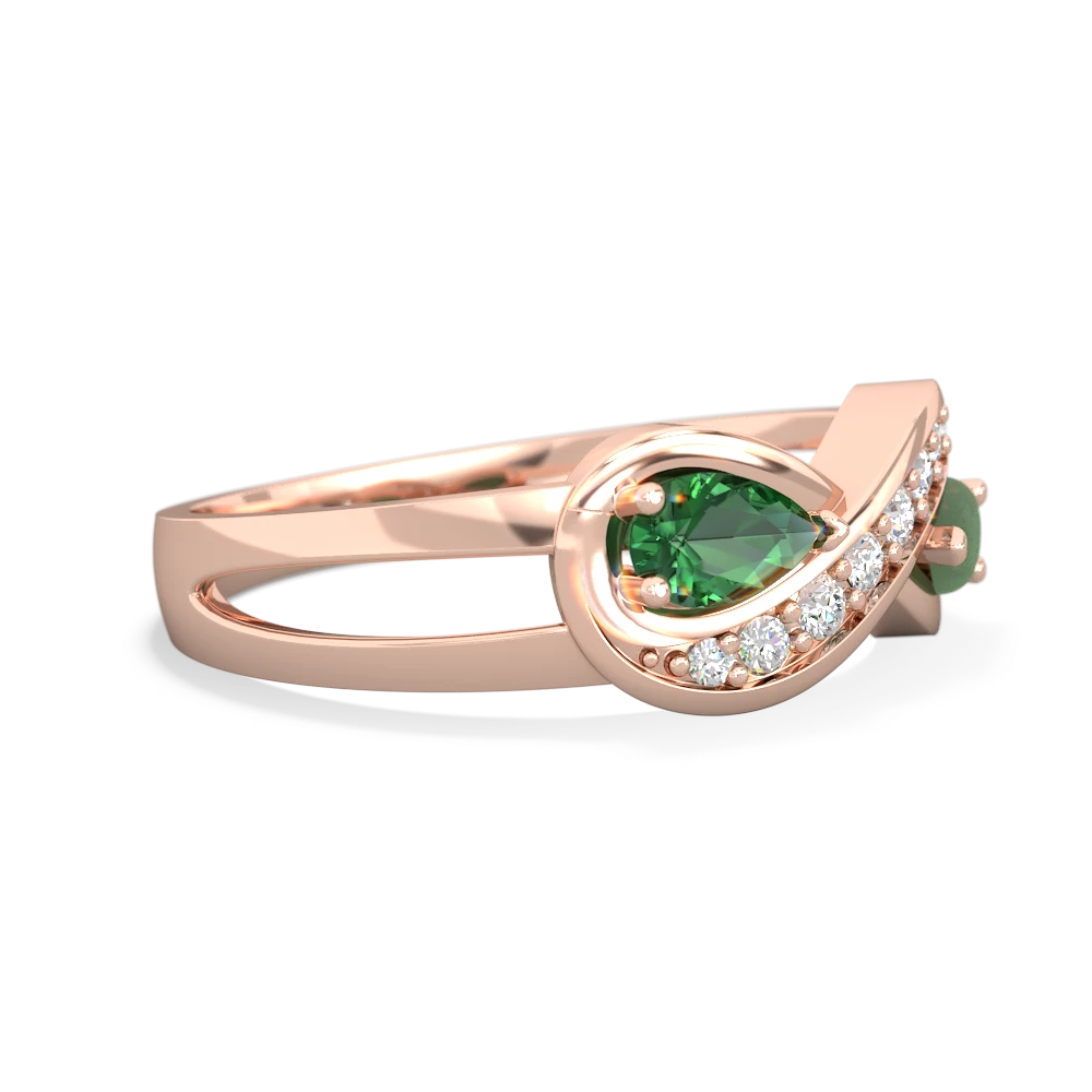 Lab Emerald Diamond Infinity 14K Rose Gold ring R5390