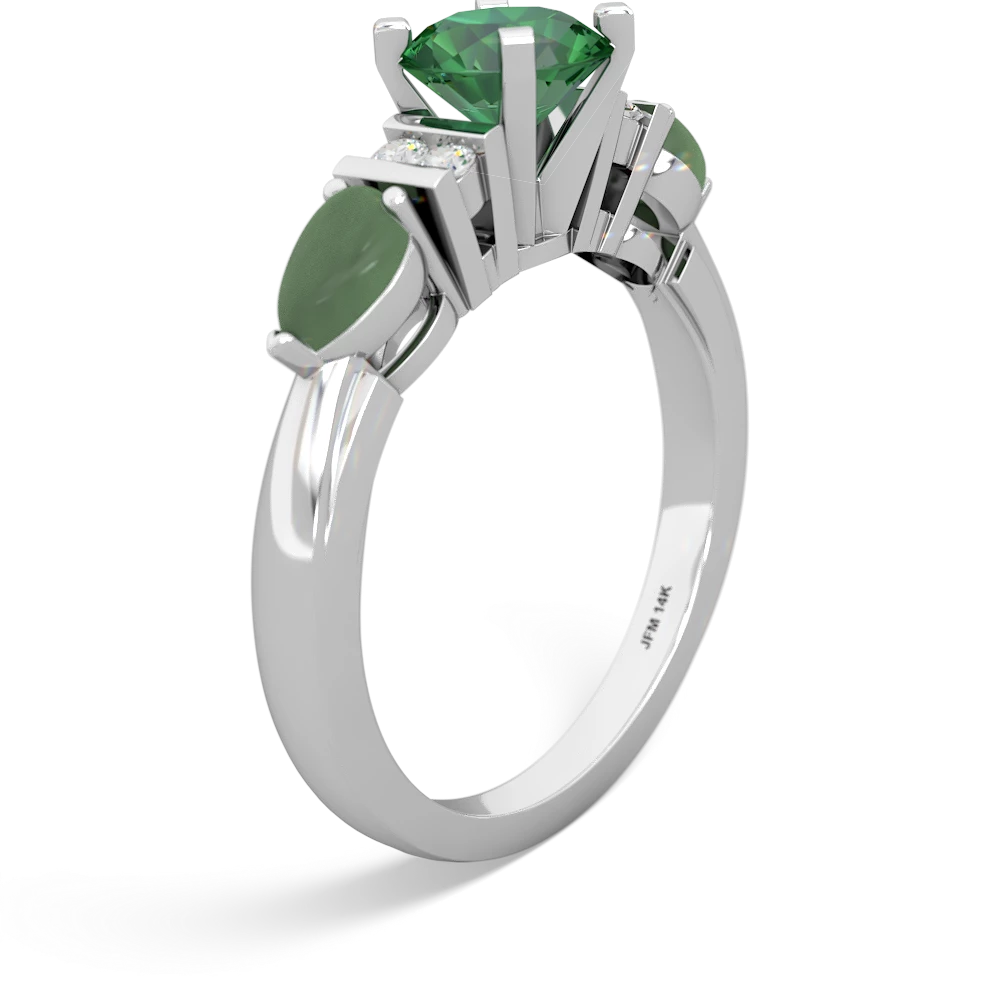 Lab Emerald 6Mm Round Eternal Embrace Engagement 14K White Gold ring R2005