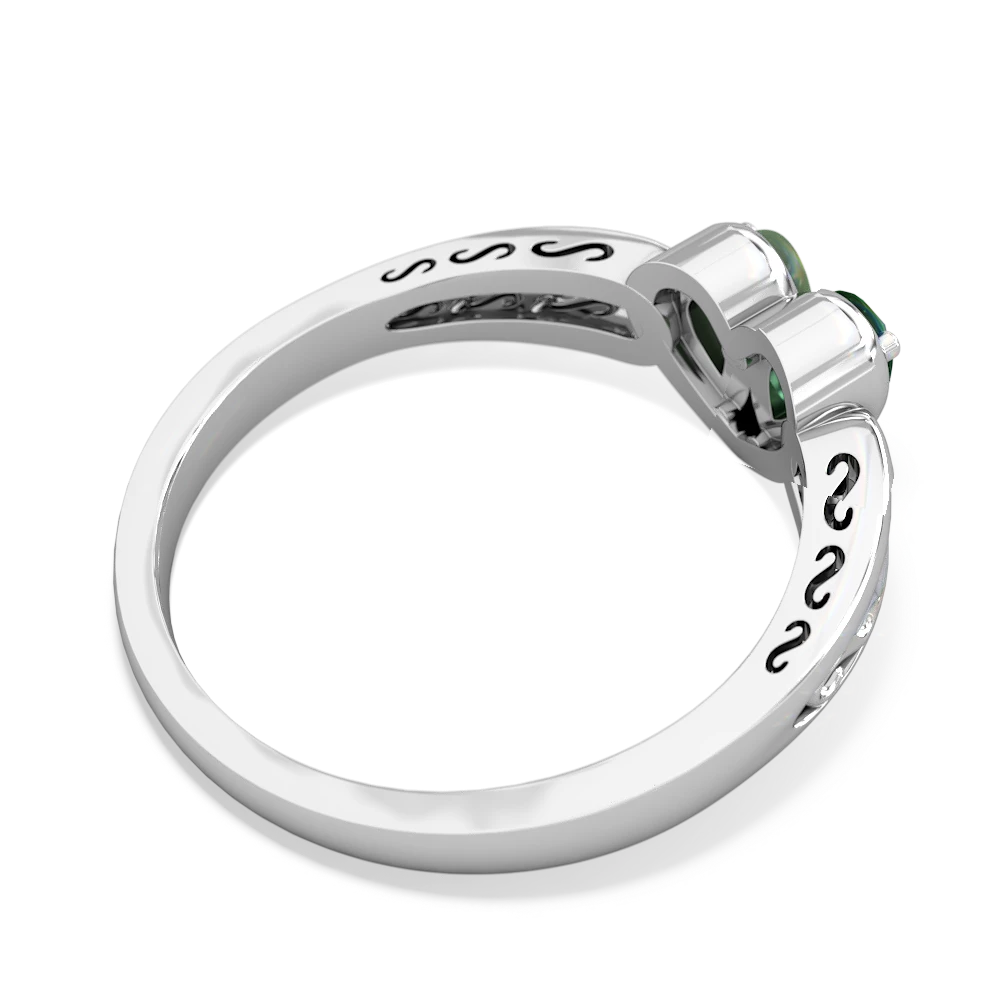 Lab Emerald Filligree 'One Heart' 14K White Gold ring R5070