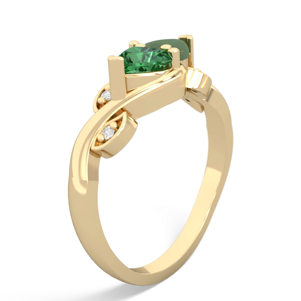 Lab Emerald Floral Elegance 14K Yellow Gold ring R5790