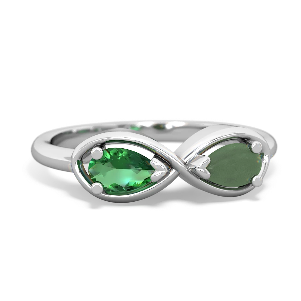 Lab Emerald Infinity 14K White Gold ring R5050