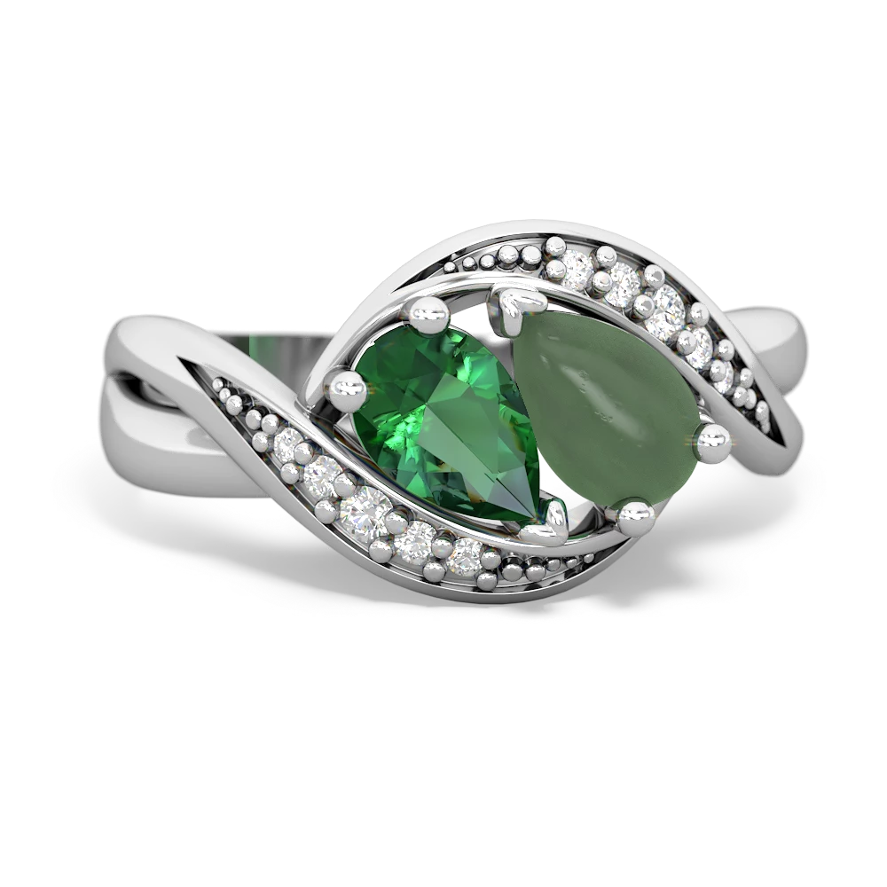 Lab Emerald Summer Winds 14K White Gold ring R5342